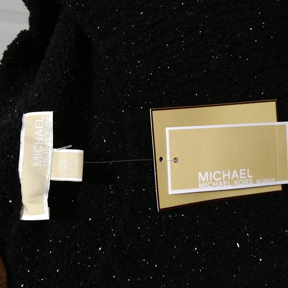 Michael Kors Womens Black Speckle Pouf Jewel Neck Sweater Size OX - Picture 7 of 8